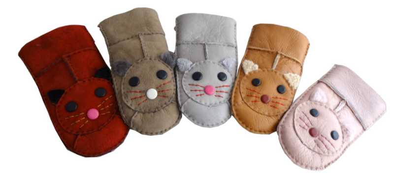 Children Winter Leather Mitten Gloves Classic Plain Style Eco - Friendly