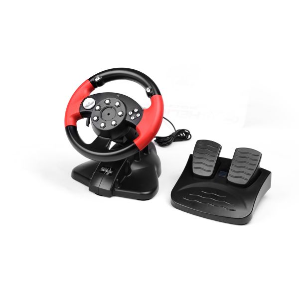 Red / Green Wired USB Video Game Steering Wheel With Vibration