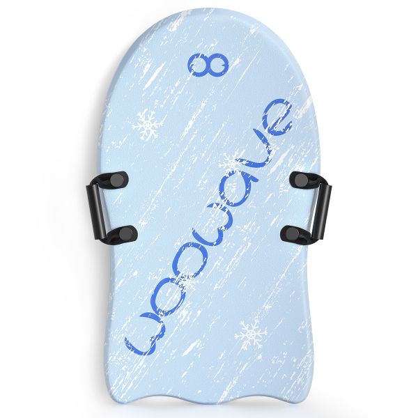 Blue Snow Sled with Two Handles Lightweight and Sturdy PE Core Design