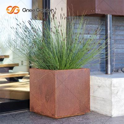 Corten Steel Square Rusty Planter Boxes Weather Resistant For Flower