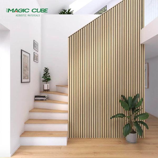 Redução de ruído acústico painel de parede de ardósia de madeira 2400 * 600 * 21mm com fibra de poliéster MDF