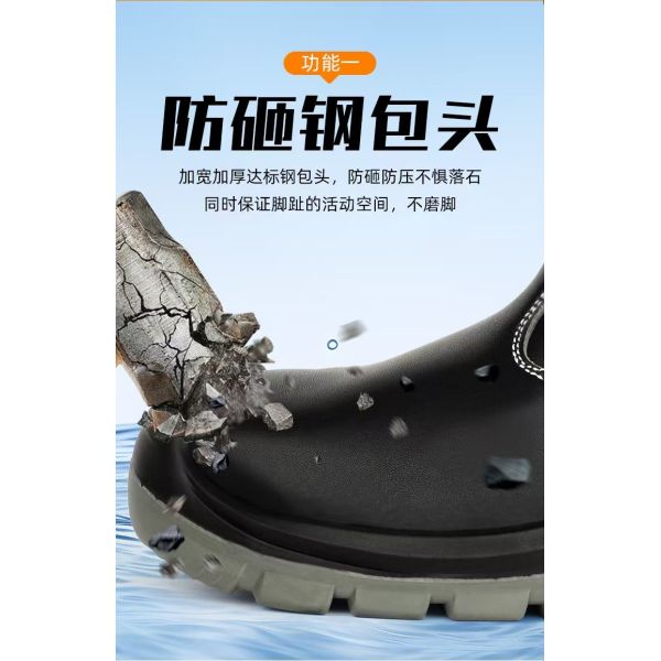 OEM Black High Top Microfiber Leather Security Work Boots with EN-standard Steel Toe and Puncture Resistant Midsole