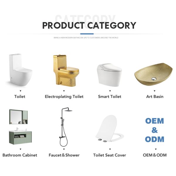 Golden Hotel Bathroom Sanitary Ware With Pedestal Basin Sink Wall Hung Toilet