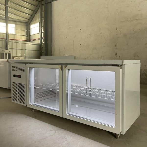 Double Glass Doors Kitchen Fridge Workbench Undercounter Refrigerators Freezers Refrigerator