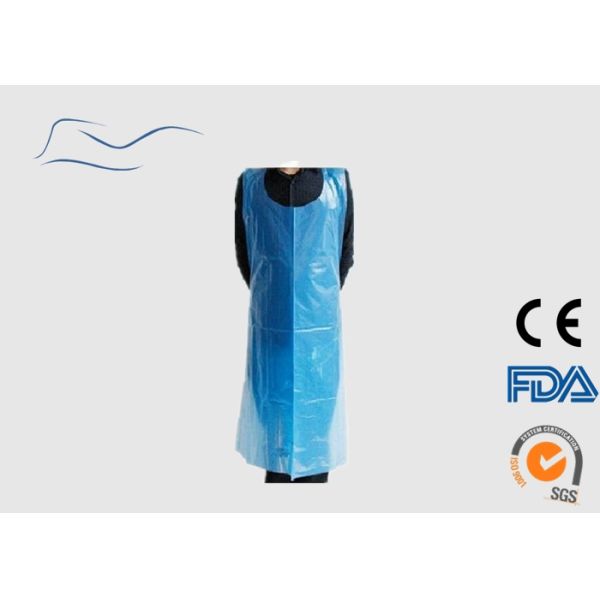 Dust Proof Disposable Blue Plastic Aprons For Sea Food Cooking 69 * 107CM