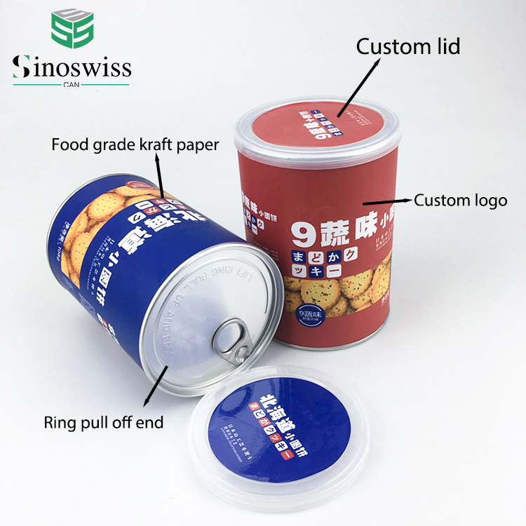 Airtight Food Grade Cashew Nuts Paper Cans Packaging Cookie Cylinder Paper Cans
