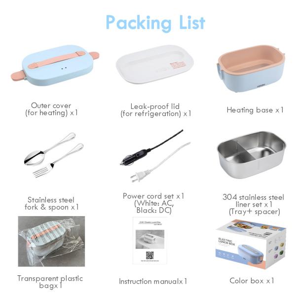 CE Electric Lunch Boxes 1.5L Portable Leak Proof Stainless Steel Food Container