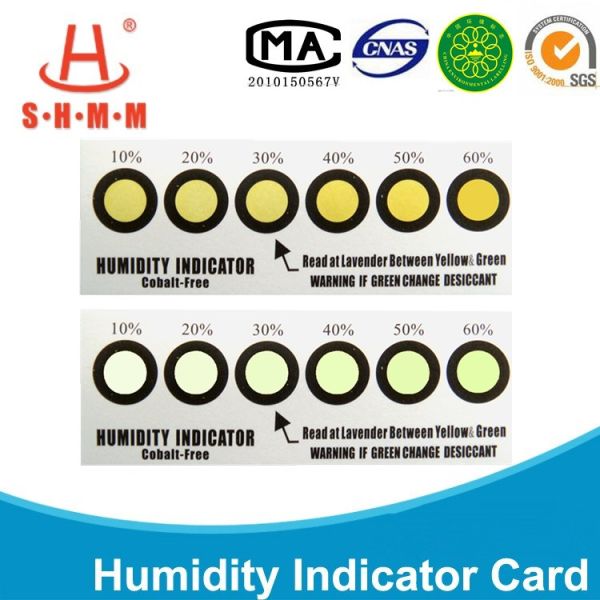 Cobalt Dichloride Free Humidity Indicator Cards Yellow To Green For PCB Printed Circuit Board