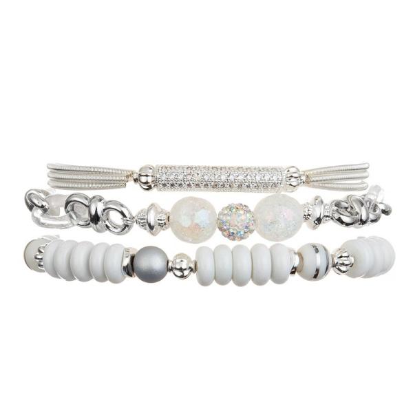 Lady Zircon Metal Bar Bracelet Handmade Sparkle Silver Color With Spring