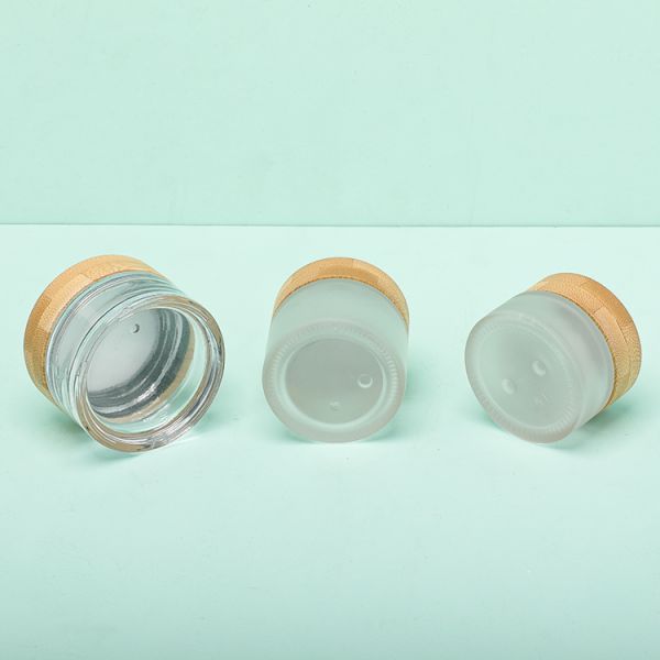 Опарник 30g сливк сливк стороны упаковывая стеклянный косметический с крышкой винта бамбуковой