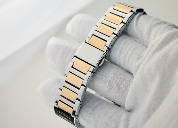 Side Wrapped Band Stainless Steel Ladies Watch Water Resistant IP Two Tone Plating