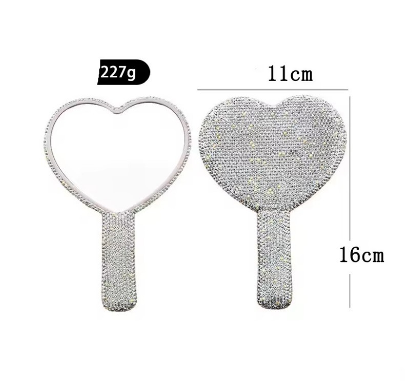 Diamond Encrusted Beauty Mirror With Compact Handle And Personalizable Options