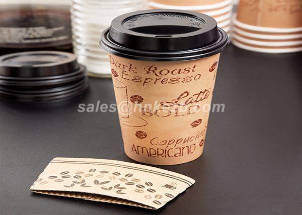 Disposable Reusable Coffee Cup Sleeves / Coffee Cup Cardboard Sleeve With Logo Printed