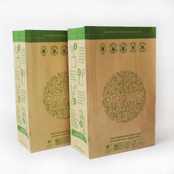 Impresión en grabado Bolsas de papel kraft marrón para embalaje de basura de cocina en la industria