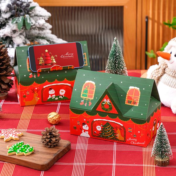 3D Christmas House Apple Box Set Festive Themed Gift Packaging Snack Cookie Present Boxes
