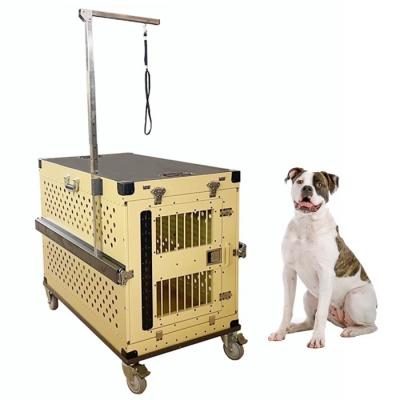 Caixa de cão de alumínio de dobramento com o braço da preparação para a exposição de cães