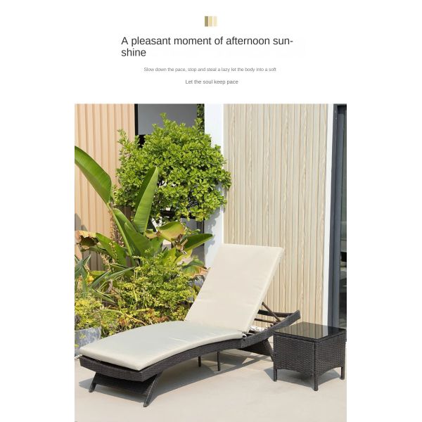 Modern Outdoor Garden Pool Lazy Patio Leisure Chair PE Rattan Twisted Vine Lounge Bed For Sleeping