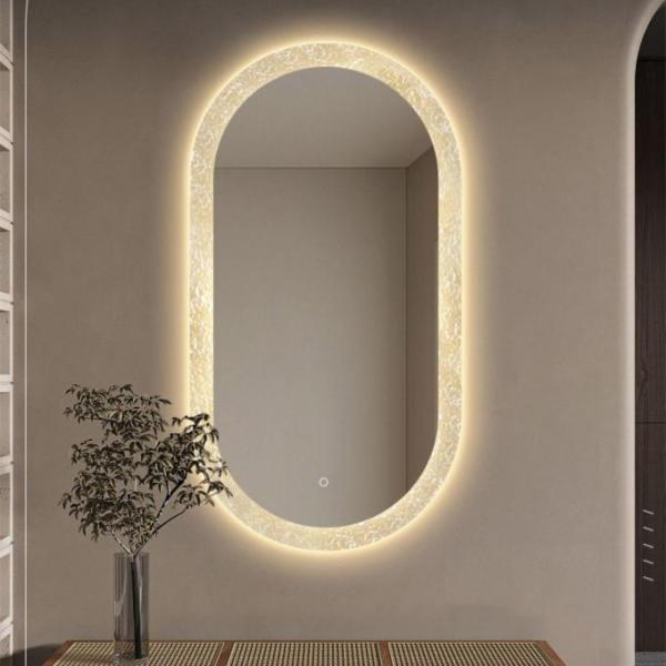 Kinstin Oval-shaped LED Bathroom Mirror - Modern Smart Hotel Grade with Anti-Fog & Touch Dimming