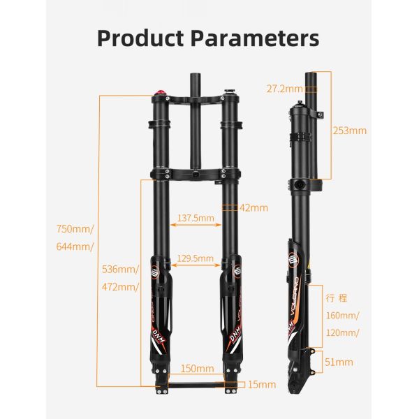 USD-8fat Fat Bike Snow Bike Dual-Crown Downhill Inverted Fork