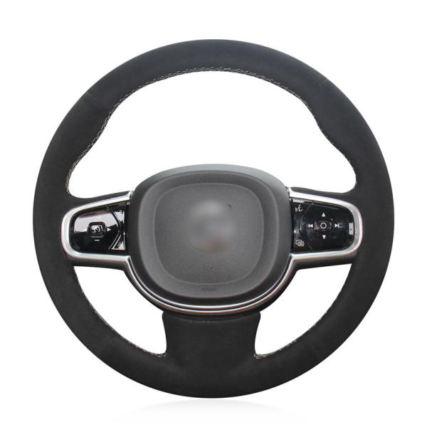 Leather Suede Steering Wheel Cover for Volvo C70 S40 S60 S80 V40 V50 V60 V70 2014 XC60 XC70 XC90