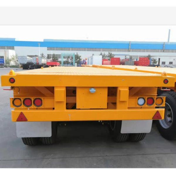 Sinotruk howo 40ft gooseneck flatbed Semi trailers Used 3 Axles Heavy duty Flat Bed self loading container trailer