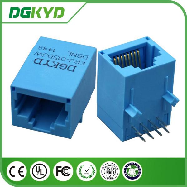 Jaque de abrigo azul do lan RJ45 do elevado desempenho com transformador, KRJ -015DJWDBNL
