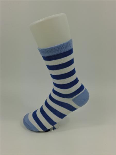 Black Pattern Kids All Cotton Socks , Knitted Anti Bacterial Thick Cotton Socks For Children