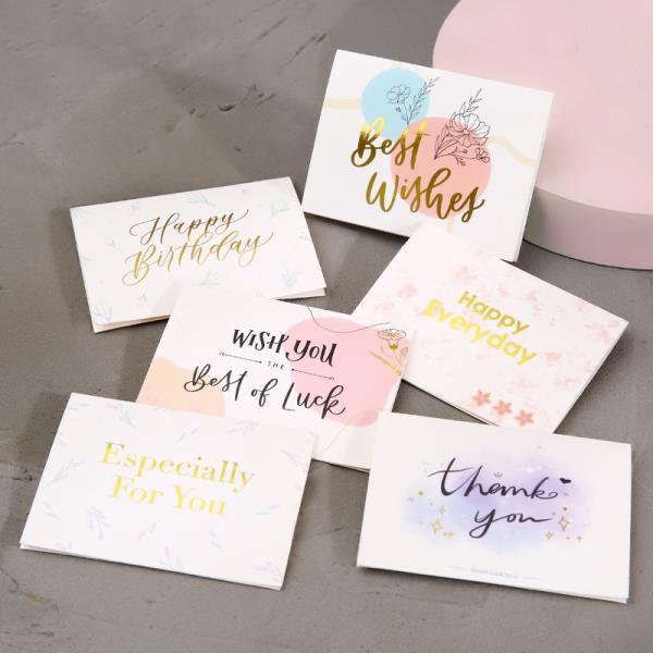 Gold Foil Stamped Greeting Cards Set with Floral Designs