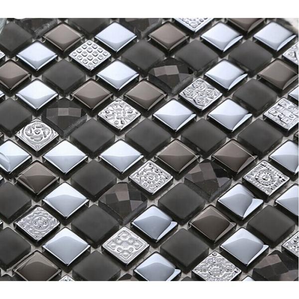 Diamond Crystal Plated Glass Kitchen Backsplash Mosaic Tiles 15 X 15mm