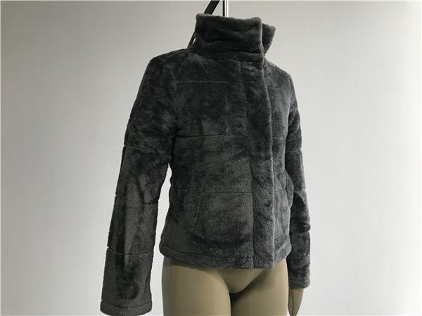 Charcoal Ladies Faux Fur Coats Regular Length Faux Fur Women'S Jacket TW8504