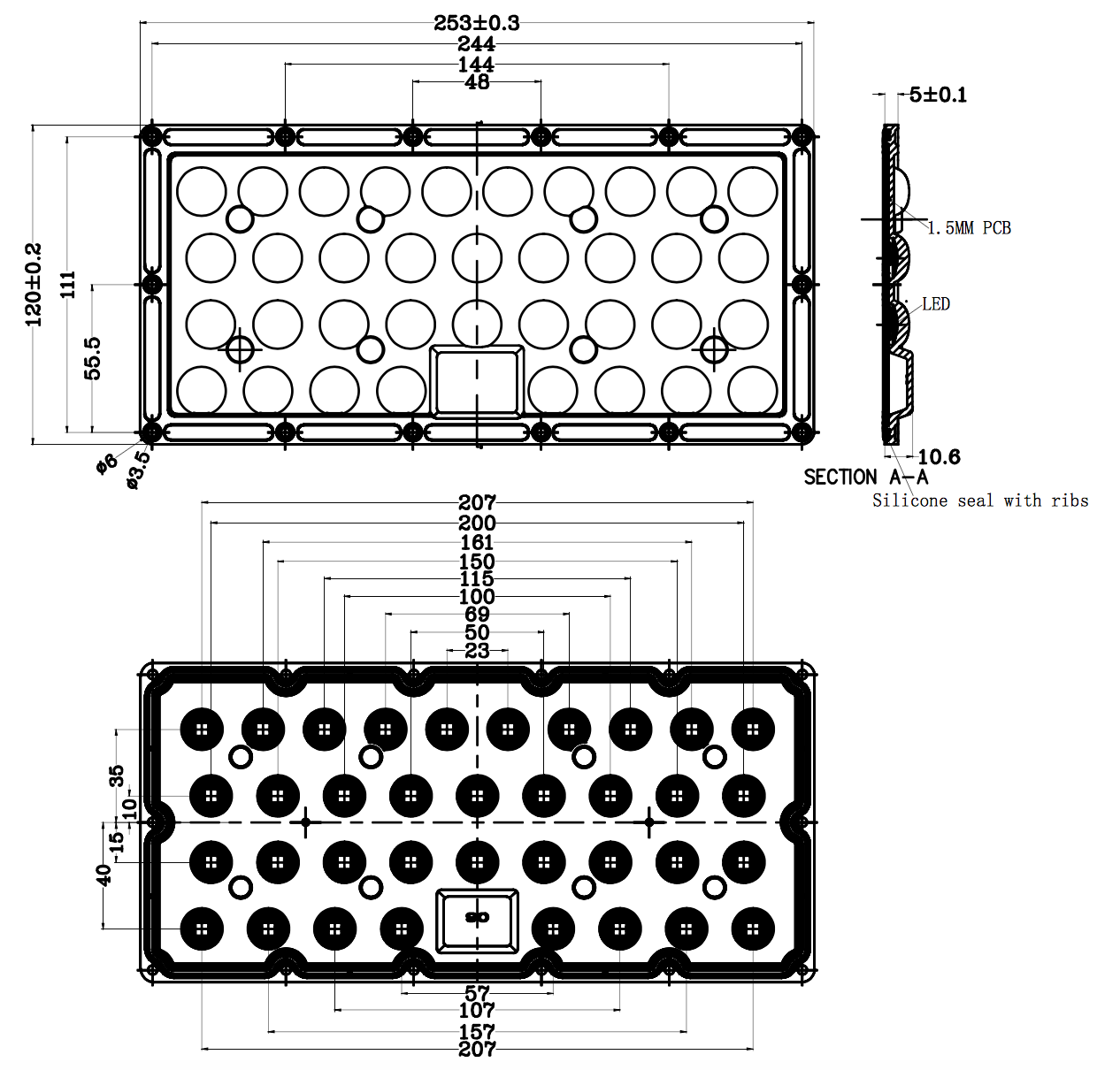 144 LED PC Lens SMD3030 100W Alumimum PCB Board For Warehouse Lighting