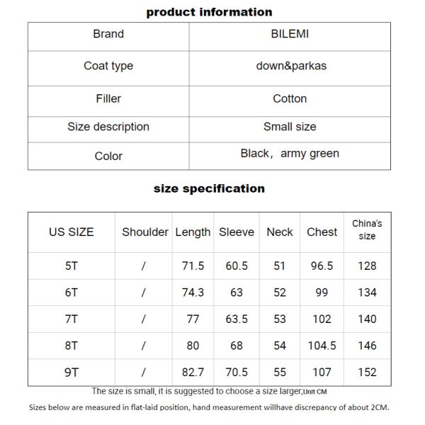 Bilemi Solid Black Thick Hooded Warm Boys Winter Jacket Fashion Parka Kids Downcoat