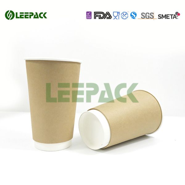 Double Wall Customized Kraft Paper Cups Small/Medium/Large Size For Coffee Wholesale