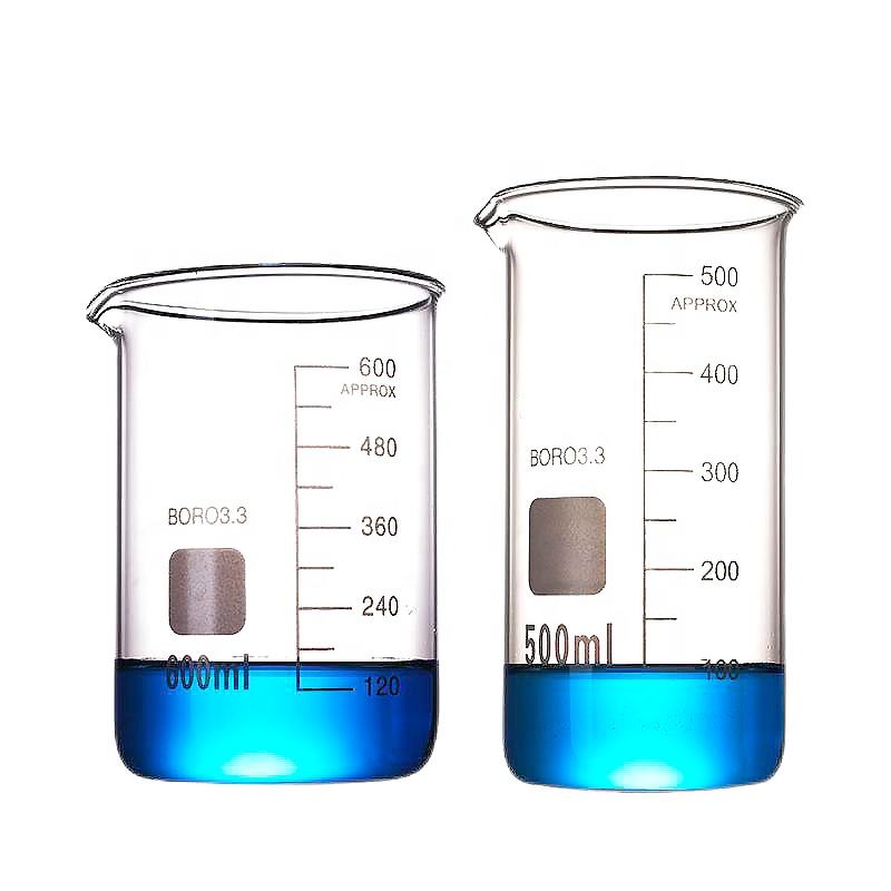 Laboratory Glassware Boro3.3 Glass Beaker 25ml 50ml 250ml 500ml 1000ml Borosilicate Beaker Measuring Beaker with High Quality