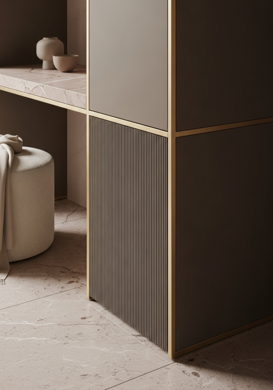 Petite Chambre Taupe Fluted Wardrobe in 304 Stainless Steel