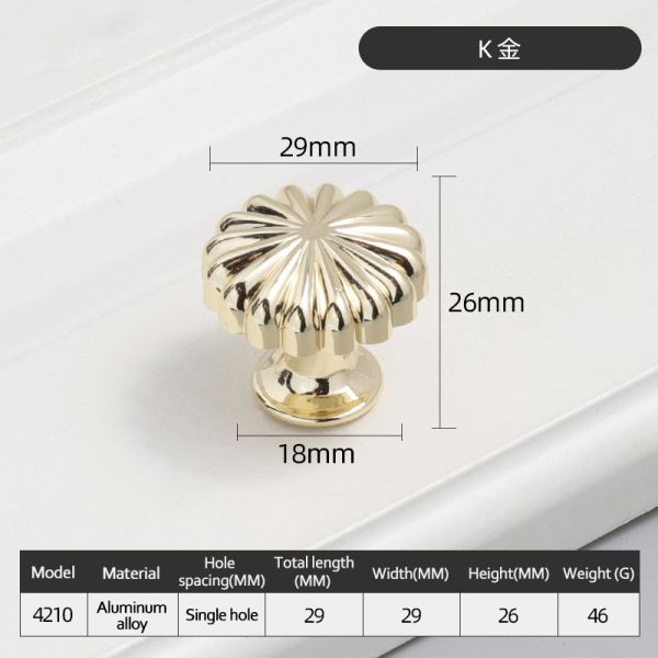 Single Hole Zinc Alloy Cabinet Knob Pumpkin Handle Small Single Grain Single Button Design for Dresser Wardrobe Use Direct