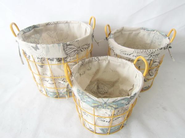 iron laubdry basket with fabri