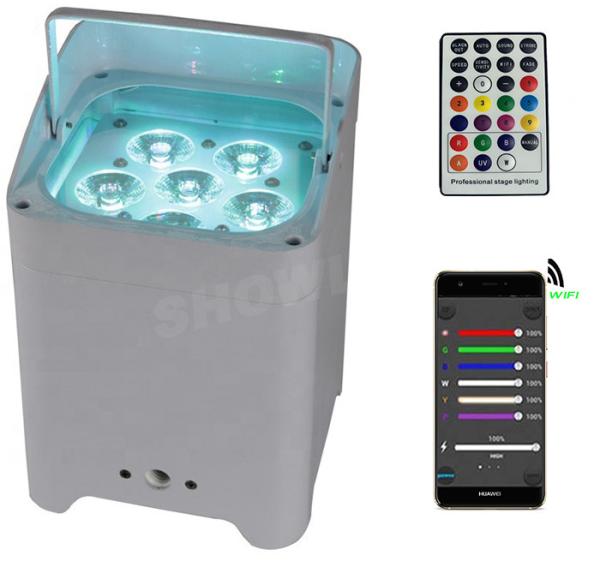 WIFI Remote Control Stage Lights , 6x18w RGBWAUV 6in1 Battery Powered Par Lights