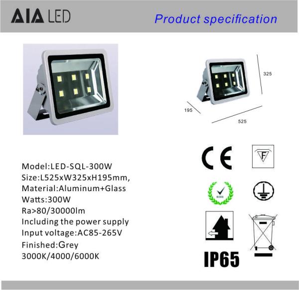 exterior IP66 waterproof SMD 300W LED Flood light for square decoration