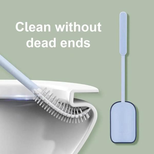 39.6cm Length Wall Mounted Silicone Toilet Brush And Holder Set 211g Lightweight