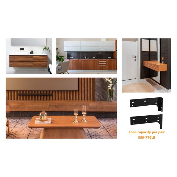 Repisas flotantes en forma de L Brackets Metal pesado para la organización del garaje