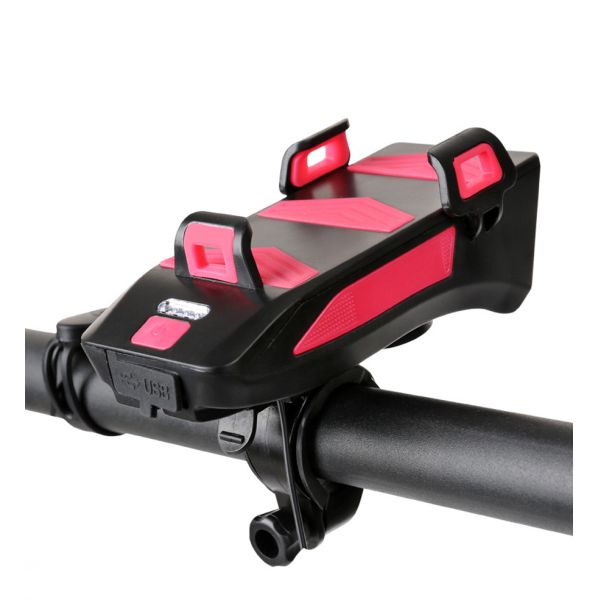 USB Rechargeable LED Bike Headlight Bike Horn Phone Holder Powerbank for Night Riding