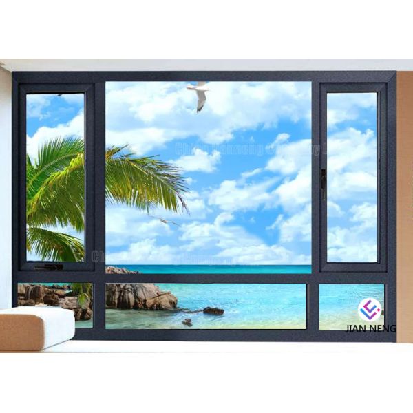 Vertical Opening Pattern Aluminum Casement Windows With Security System