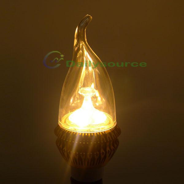 Warm Light Silver Metal Shell AC86V-260V TOPIN E14 3W Decoration LED Candle Bulb Lamp