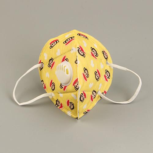 GB2626-2019 Yellow Lug KN95 Isolation Stereo Foldable Face Mask With Breathing Valve