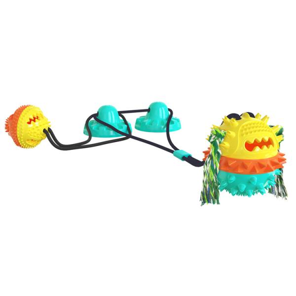 Hot Sale Molar Bite Resistant Double Suction Cup Dog Chew Rope Ball Pull Toy