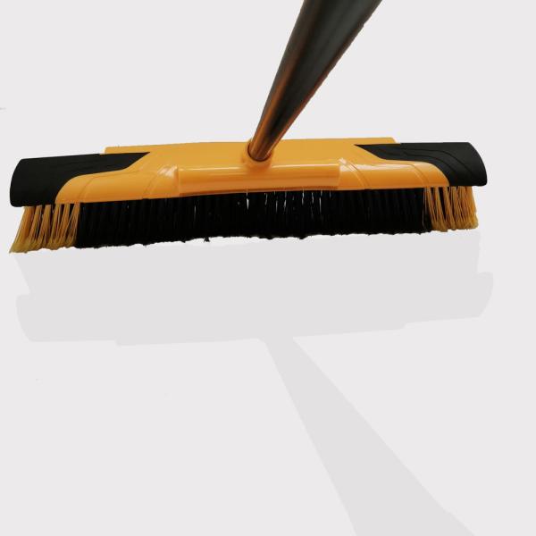 Indoor Outdoor Dust Push Broom Scrub Long Steel Handle Kitchen Garage Floor