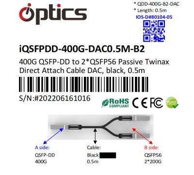 400G QSFPDD à 2x200G QSFP56 Découpe (câble de raccordement direct) (passif) 0,5M Qsfp Dd Dac