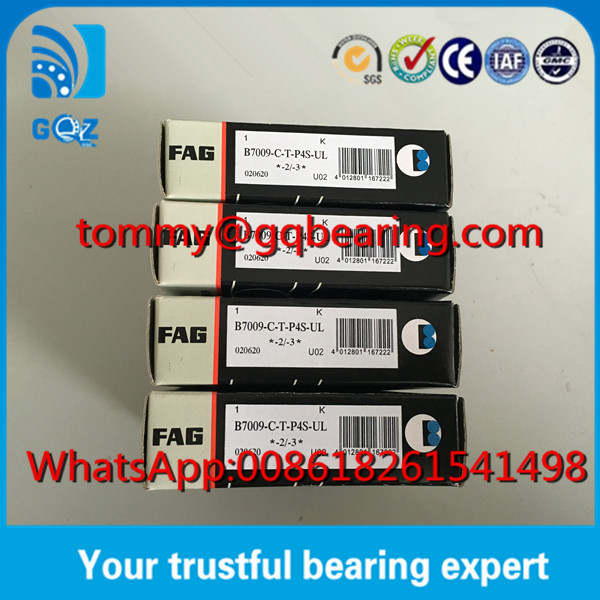 45*75*16mm Dimensão retenedor de baquelita FAG B7009-C-T-P4S-UL Rolamento de fuso