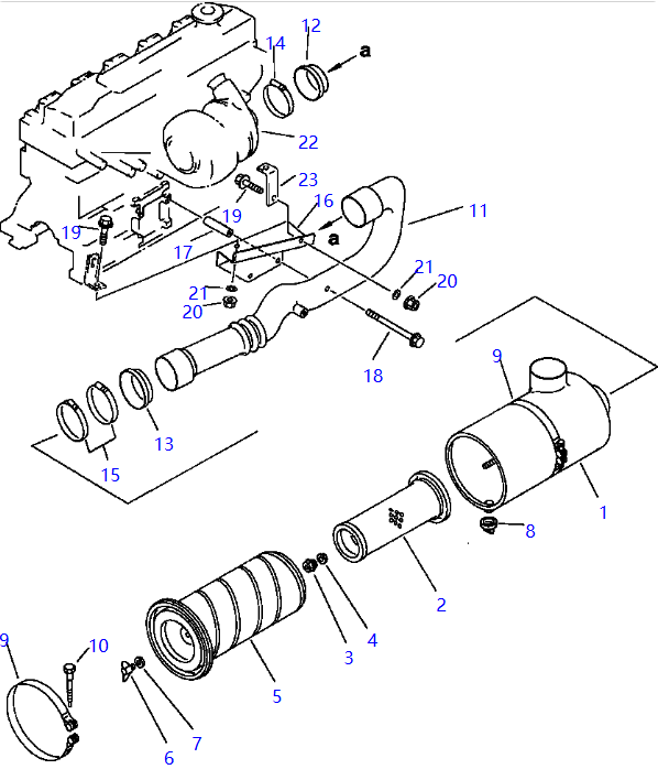 6207-11-4881 6207-11-4882 Tuyau d'admission d'air Pièces de rechange pour excavatrice KOMATSU PC220LC-5